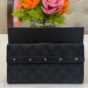 Authentic Gucci Black Studded Women's Wallet